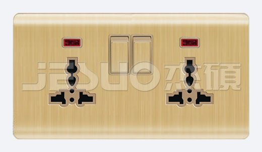 Q1-022 2*13A MF Switched socket With Neon