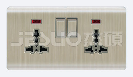 B1-022 2*13A MF Switched socket With Neon